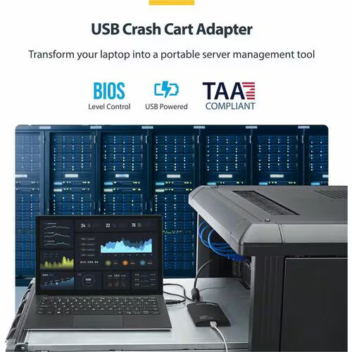 KVM Console to USB 2.0 Portable Laptop Crash Cart Adapter, Compact Notebook/Netbook KVM to USB Portable KVM Console, TAA