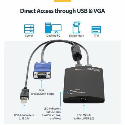 KVM Console to USB 2.0 Portable Laptop Crash Cart Adapter, Compact Notebook/Netbook KVM to USB Portable KVM Console, TAA