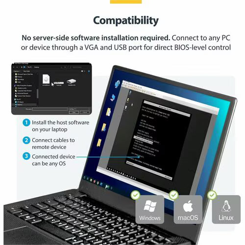 KVM Console to USB 2.0 Portable Laptop Crash Cart Adapter, Compact Notebook/Netbook KVM to USB Portable KVM Console, TAA