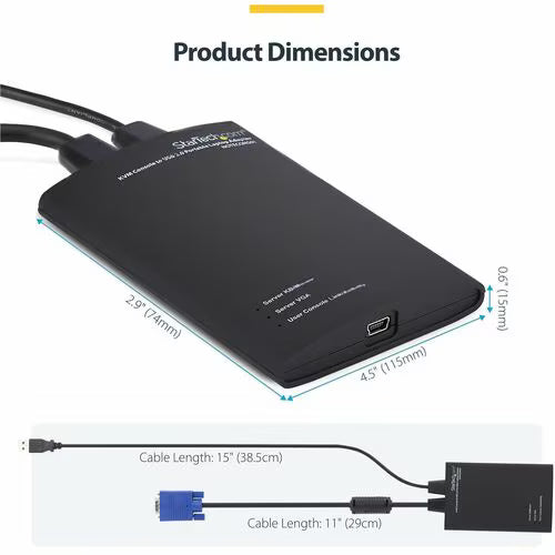 KVM Console to USB 2.0 Portable Laptop Crash Cart Adapter, Compact Notebook/Netbook KVM to USB Portable KVM Console, TAA