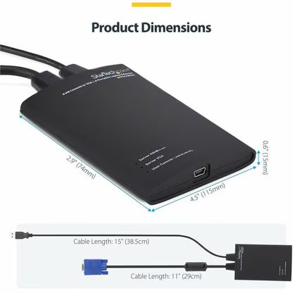 KVM Console to USB 2.0 Portable Laptop Crash Cart Adapter, Compact Notebook/Netbook KVM to USB Portable KVM Console, TAA