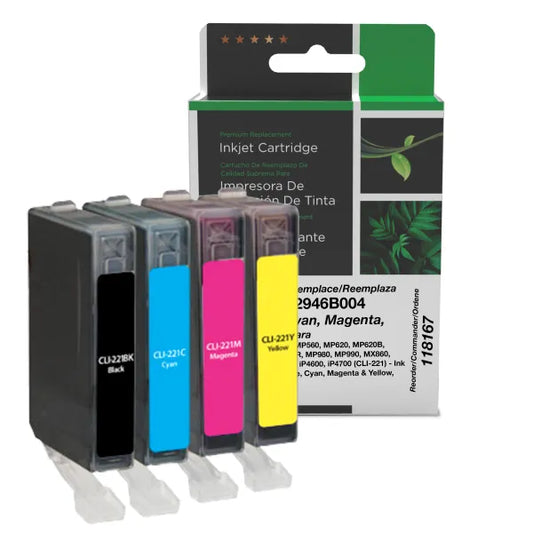 Remanufactured Canon CLI-221 Ink 4PK